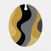 ラインオーガニック抽象芸術アート – 1フォト金ゴールドブラック メタルオーナメント (裏面)