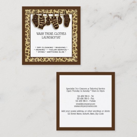 ラインサファリのプリントの洗濯サービスの衣類 スクエア名刺 (正面/裏面)