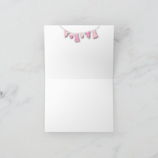 ラインサンキューカードのかわいい女の赤ちゃんの衣服 サンキューカード (内部)