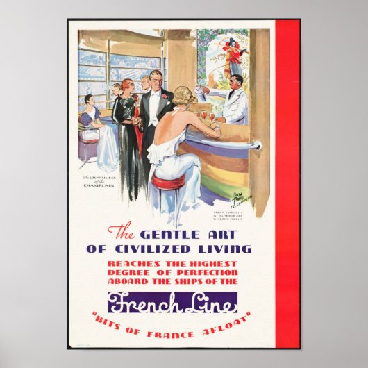 ラインシップ用ヴィンテージフランスの旅行ポスター ポスター (正面)