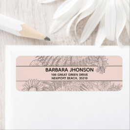 ラインシ描ックピンク赤面フローラ差出人住所 ラベル