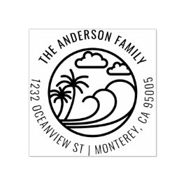 ラインスケッチトロピカルウェーブファミリー差出人住所 ラバースタンプ