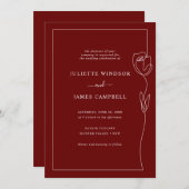 ラインスケッチバラフラワーワイン結婚式招待状 招待状 (正面/裏面)