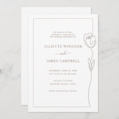 ラインスケッチバラフラワー結婚式招待状 招待状 (正面/裏面)