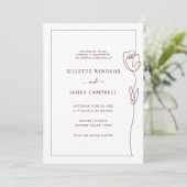 ラインスケッチバラフラワー結婚式招待状 招待状 (スタンド正面)