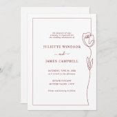 ラインスケッチバラフラワー結婚式招待状 招待状 (正面/裏面)