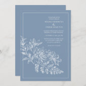 ラインスケッチブルーペリウィンクル結婚ズ 招待状 (正面/裏面)