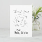 ラインスケッチベビーの顔サンキューカード サンキューカード (スタンド正面)