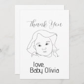 ラインスケッチベビーの顔サンキューカード サンキューカード (正面/裏面)