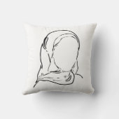 ラインスケッチムスリムガールヒジャブアラブ女性孤立 クッション (裏面)