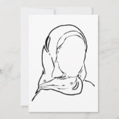 ラインスケッチムスリムガールヒジャブ・アラブ人女性孤立 シーズンカード (正面)