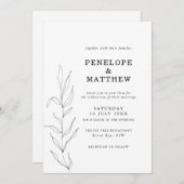 ラインスケッチリーフ結婚式招待状 招待状 (正面/裏面)