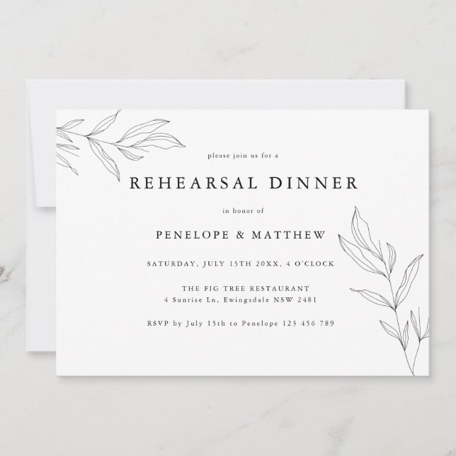 ラインスケッチリーフ葉リハーサルディナー (正面)