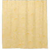 ラインスケッチ光と濃い黄色の貝殻 シャワーカーテン (正面)