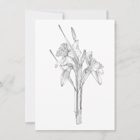 ラインスケッチ水仙の花束。 案内状 (正面)