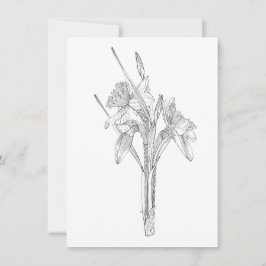 ラインスケッチ水仙の花束。 案内状