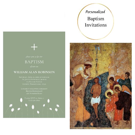 ラインスケッチ白花正教会バプテスマ 招待状