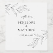 ラインスケッチ葉の葉ワインラベル ワインラベル (シングルラベル)