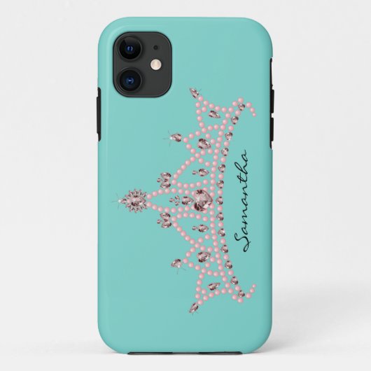 ラインストンティアラiPhone 5ケース-マテケース（アクア） Case-Mate iPhoneケース (裏面)