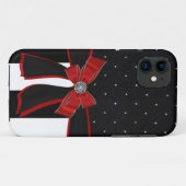 ラインストーンおよび弓Iphoneの黒く及び白い箱 Case-Mate iPhoneケース (裏面(横))