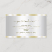 ラインストーンで目を引く金ゴールドとフェイク銀 名刺 (裏面)