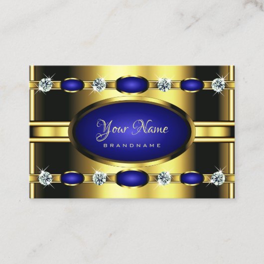 ラインストーンで黄金と青をキャッチフェイクする 名刺 (正面)