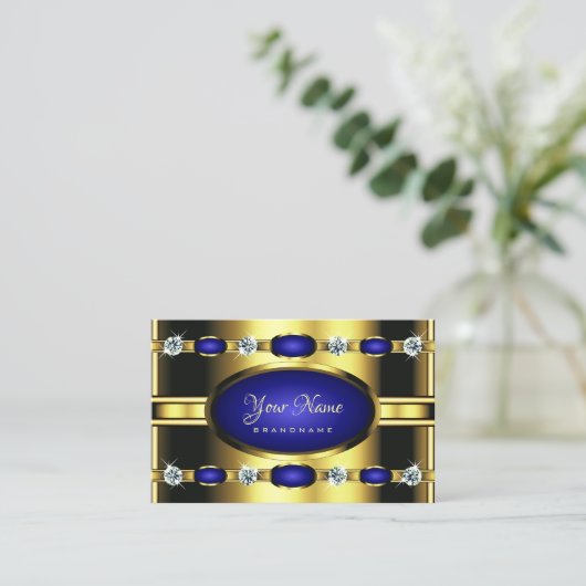 ラインストーンで黄金と青をキャッチフェイクする 名刺 (スタンド正面)