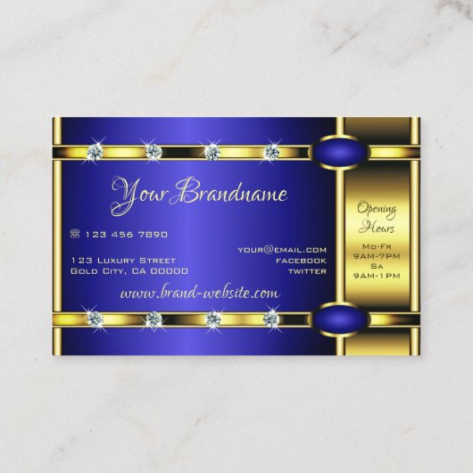 ラインストーンで黄金と青をキャッチフェイクする 名刺 (裏面)