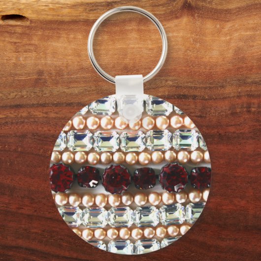 ラインストーンと真珠 – ヴィンテージジュエリー キーホルダー (正面)