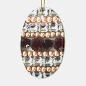 ラインストーンと真珠 – ヴィンテージジュエリー セラミックオーナメント (左)