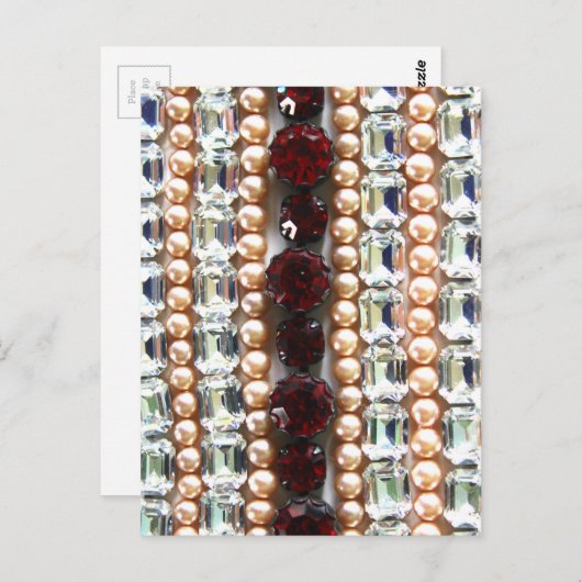 ラインストーンと真珠 – ヴィンテージジュエリー ポストカード (正面/裏面)