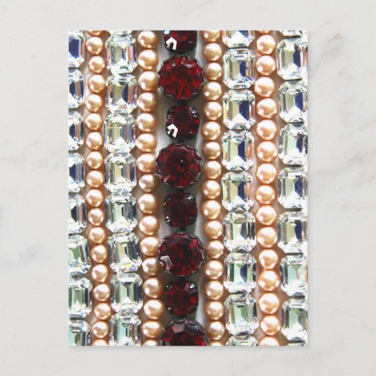 ラインストーンと真珠 – ヴィンテージジュエリー ポストカード (正面)