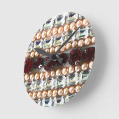 ラインストーンと真珠 – ヴィンテージジュエリー ラウンド壁時計 (傾斜)