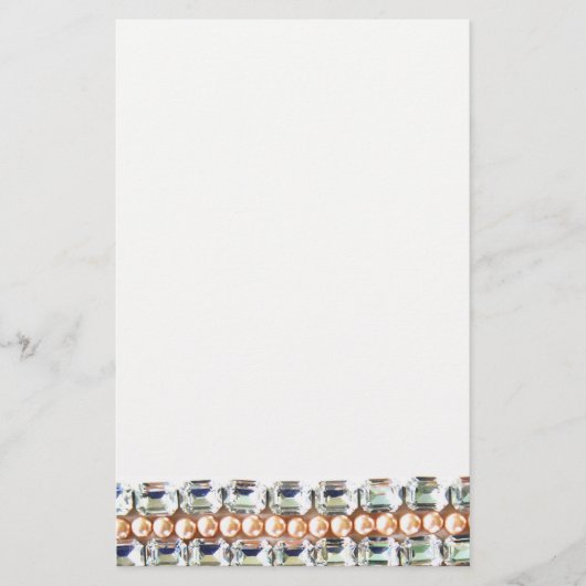 ラインストーンと真珠 – ヴィンテージジュエリー 便箋 (正面)