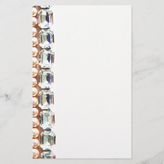 ラインストーンと真珠 – ヴィンテージジュエリー 便箋 (正面)