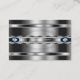 ラインストーンと贅沢な銀フェイク色と青 名刺