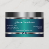 ラインストーンと贅沢な銀フェイク色と青 名刺 (裏面)
