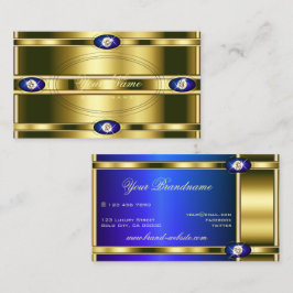 ラインストーンと青い魅力的な金ゴールドフェイク効果 名刺