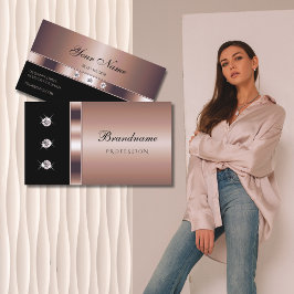 ラインストーンと黒の豪華なバラフェイク金ゴールド 名刺