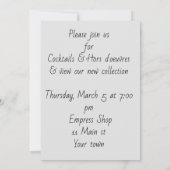 ラインストーンのハットが付いたファッションショーの招待状 招待状 (裏面)