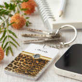 ラインストーンのモノグラムのキーホルダーのヒョウの点 キーホルダー (正面右)