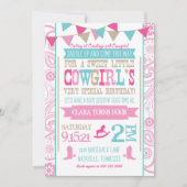 ラインストーンの女性のカーボーイのロデオの誕生日のパーティの招待状 招待状 (正面)