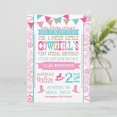 ラインストーンの女性のカーボーイのロデオの誕生日のパーティの招待状 招待状 (スタンド正面)