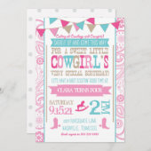 ラインストーンの女性のカーボーイのロデオの誕生日のパーティの招待状 招待状 (正面/裏面)