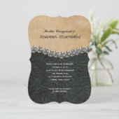 ラインストーンの女性のカーボーイの黒のSweet sixteenの誕生日 招待状 (スタンド正面)