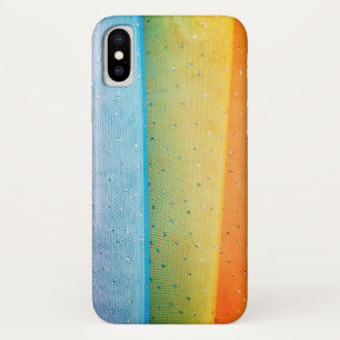 ラインストーンを使ったレインボーチュール iPhone X ケース