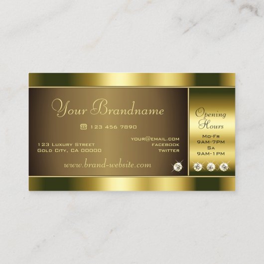 ラインストーンを使用した豪華な金きらめくの色 名刺 (裏面)