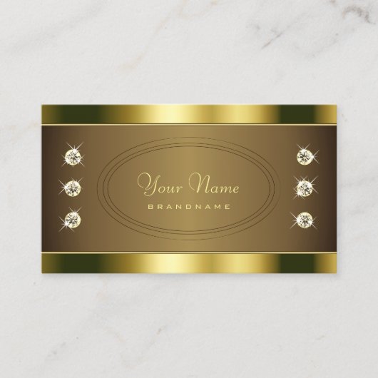 ラインストーンを使用した豪華な金きらめくの色 名刺 (正面)