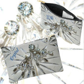 ラインストーンヴィンテージアールデコエレガントシルバーグレイ アクセサリーポーチ