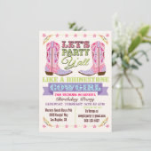 ラインストーン女性のカーボーイバースデーパーティ招待状 招待状 (スタンド正面)